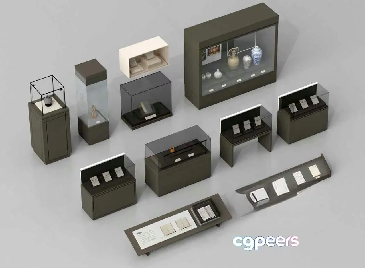 A Collection Of Display Cases 3D Model – 12985 – VRAY Render