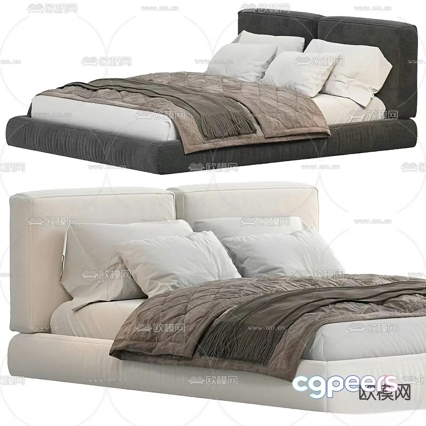 Modern double bed 3d model