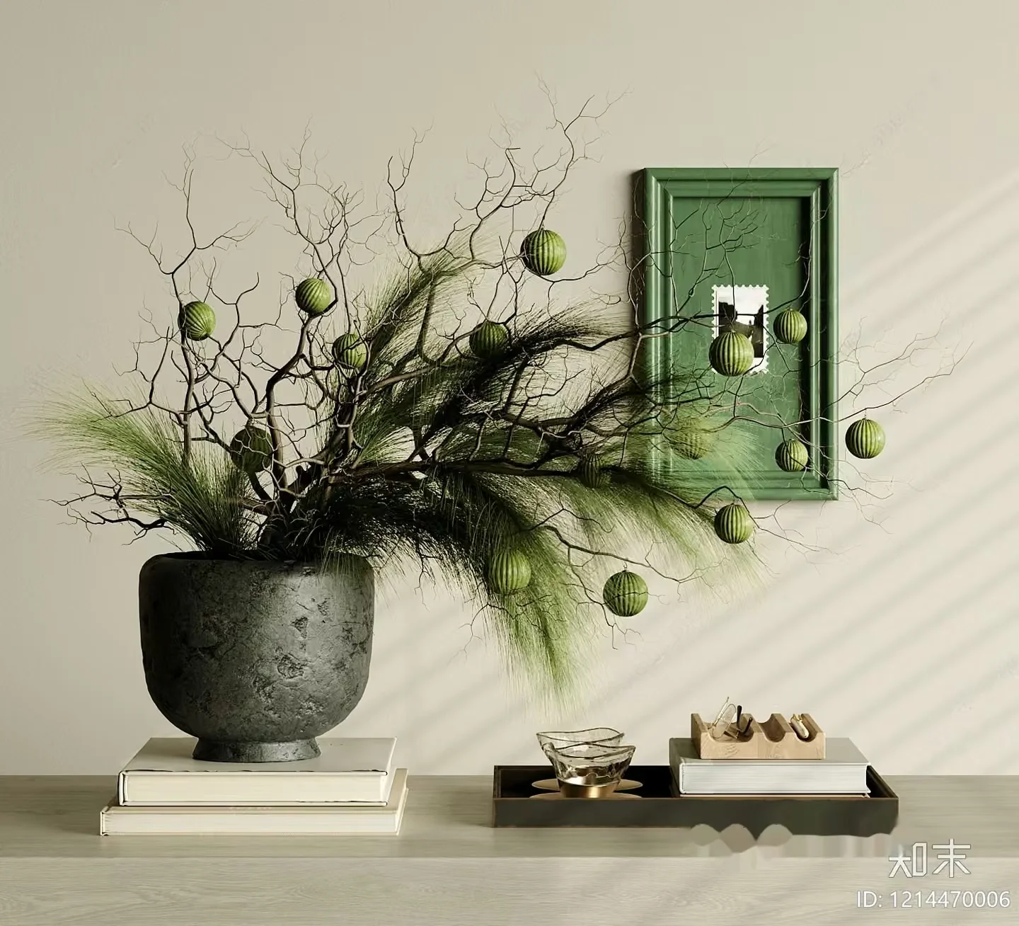 Modern Green Decor 3D Model – 17366 – VRAY Render