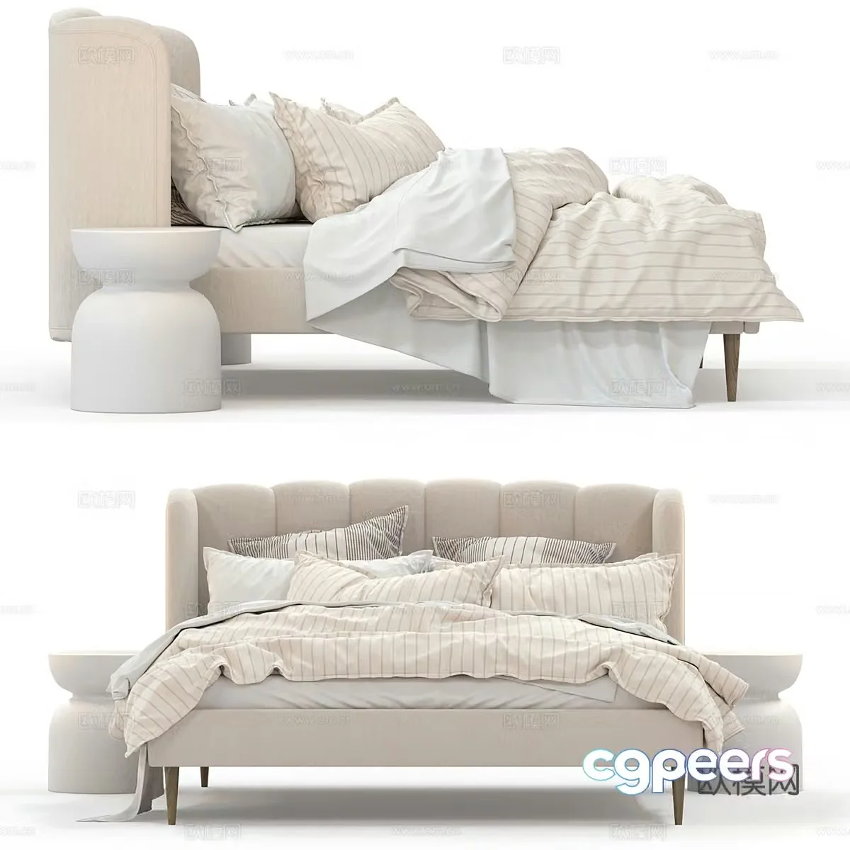 Background double bed 3d model