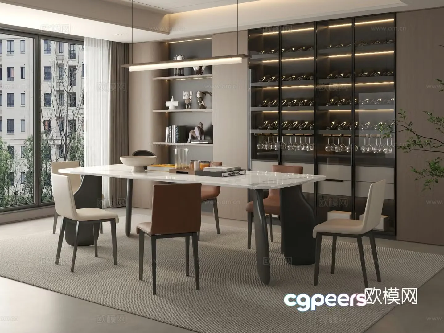 Modern restaurant Simple restaurant Restaurant Dining table Dining table combination 3D model