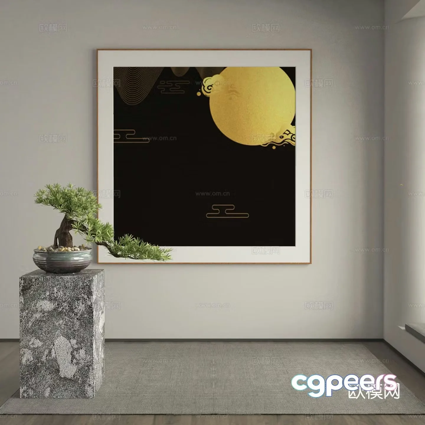 New Chinese style art painting decorative painting 3d model