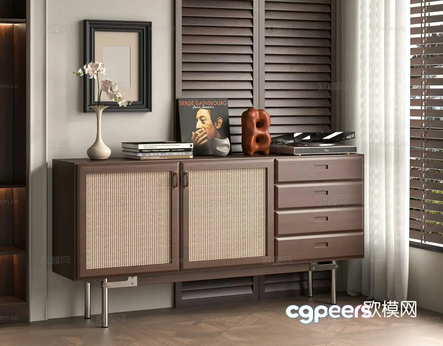 3D model of medieval style porch cabinet