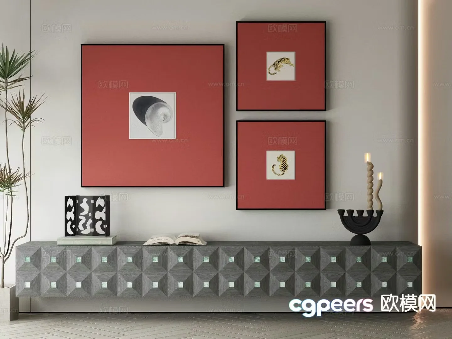 Modern art painting texture painting decorative painting 3d model