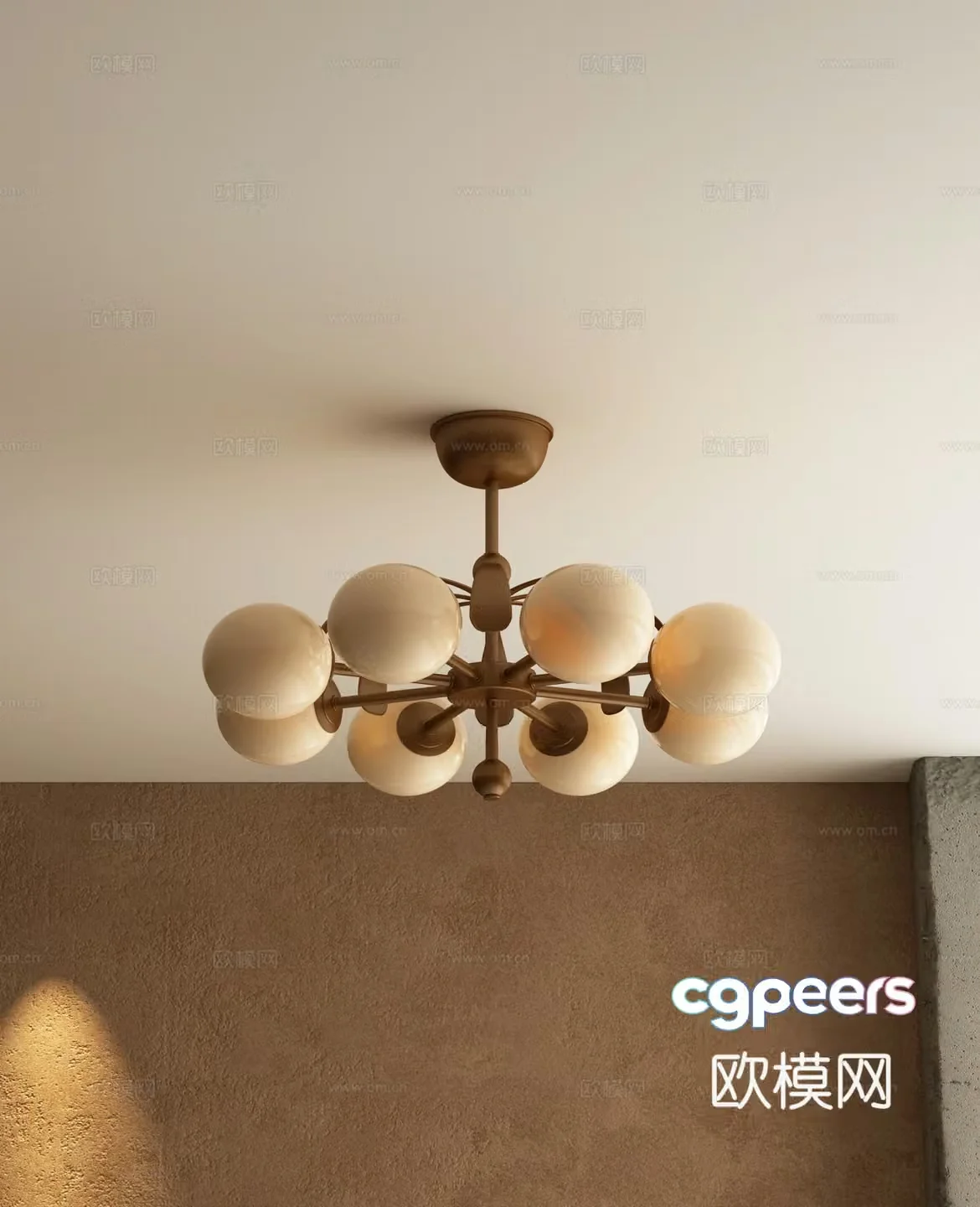 French multi-head chandelier 3d model
