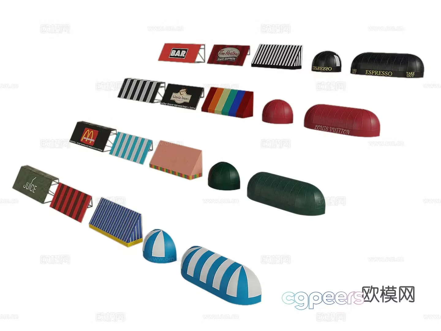 Awning awning raining billboard 3D model