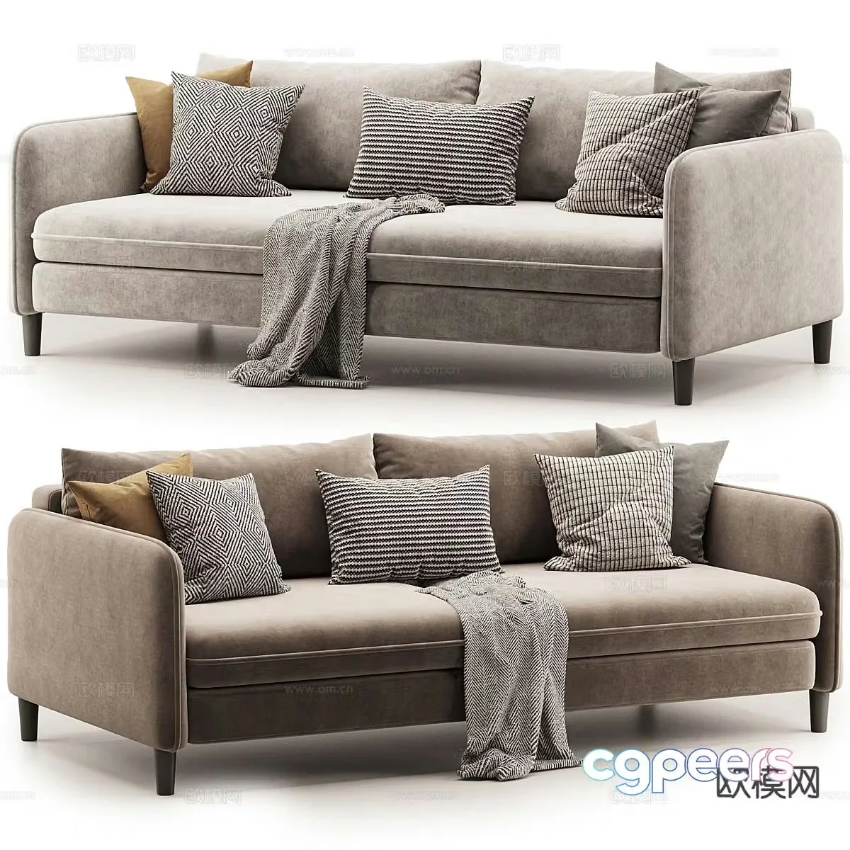 Double sofa upholstered sofa 3d model