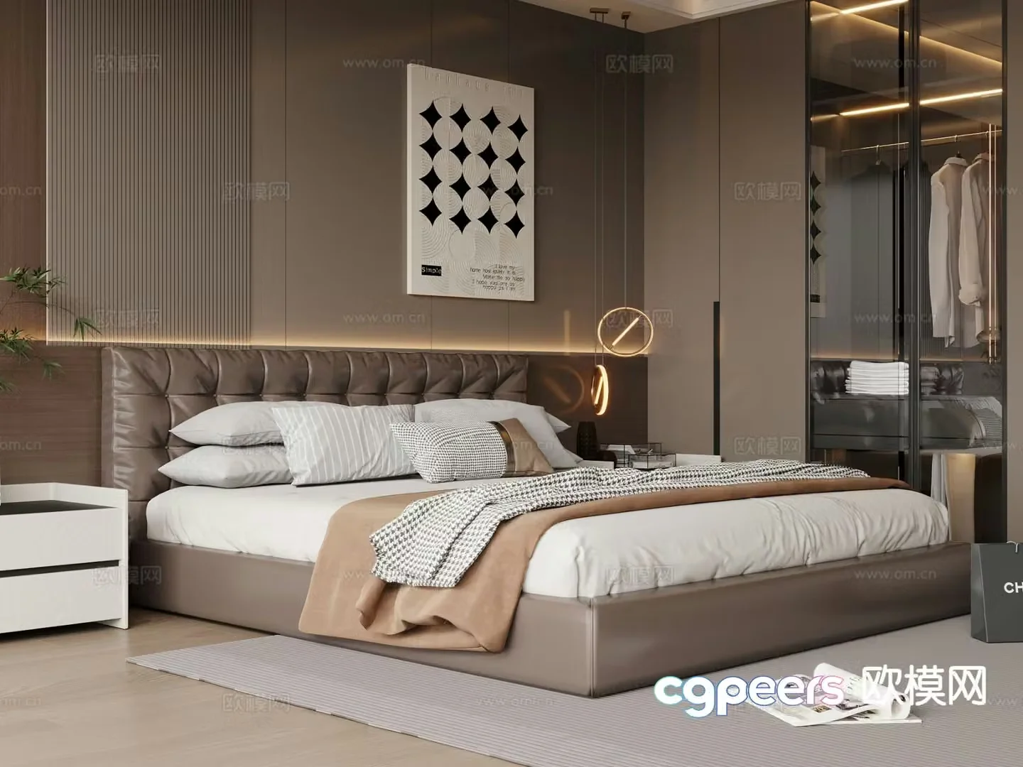 Italian double bed 3d model