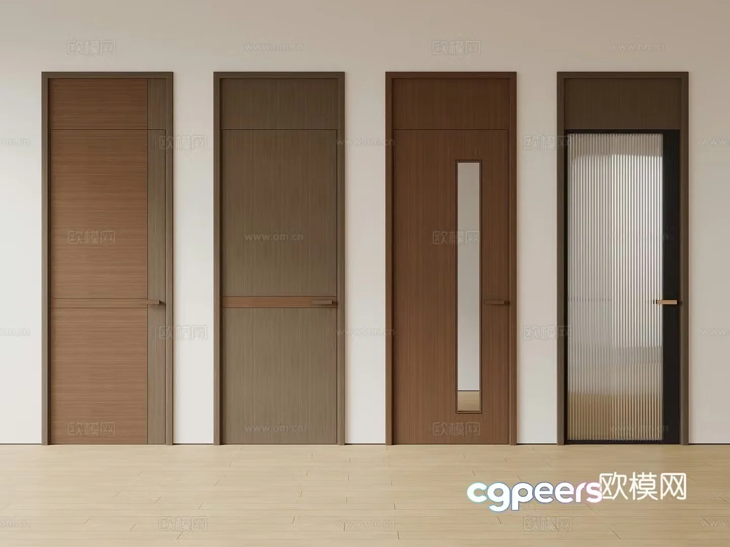 New Chinese style single door room door bedroom door glass door 3d model