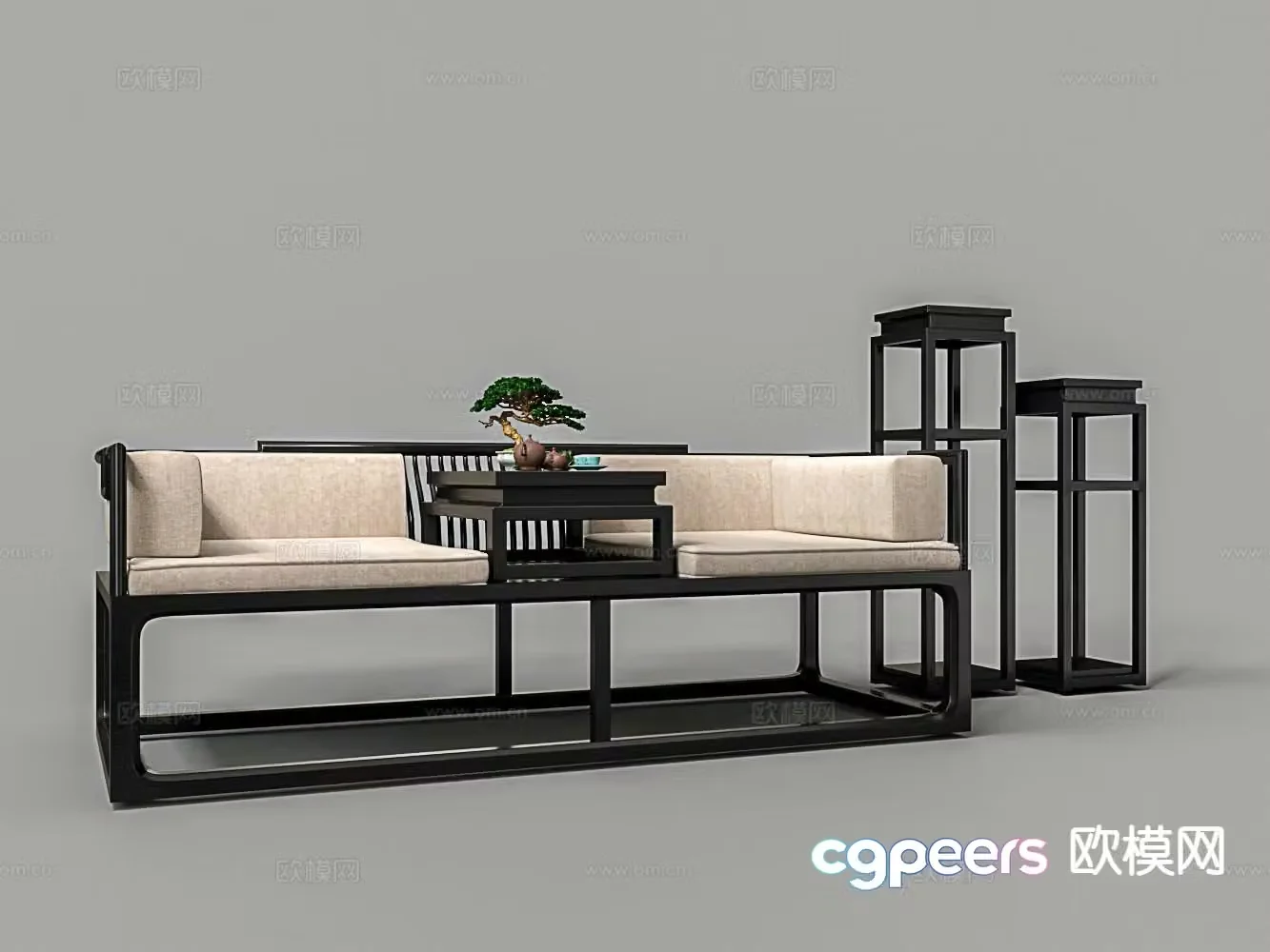 Chinese double sofa 3D model
