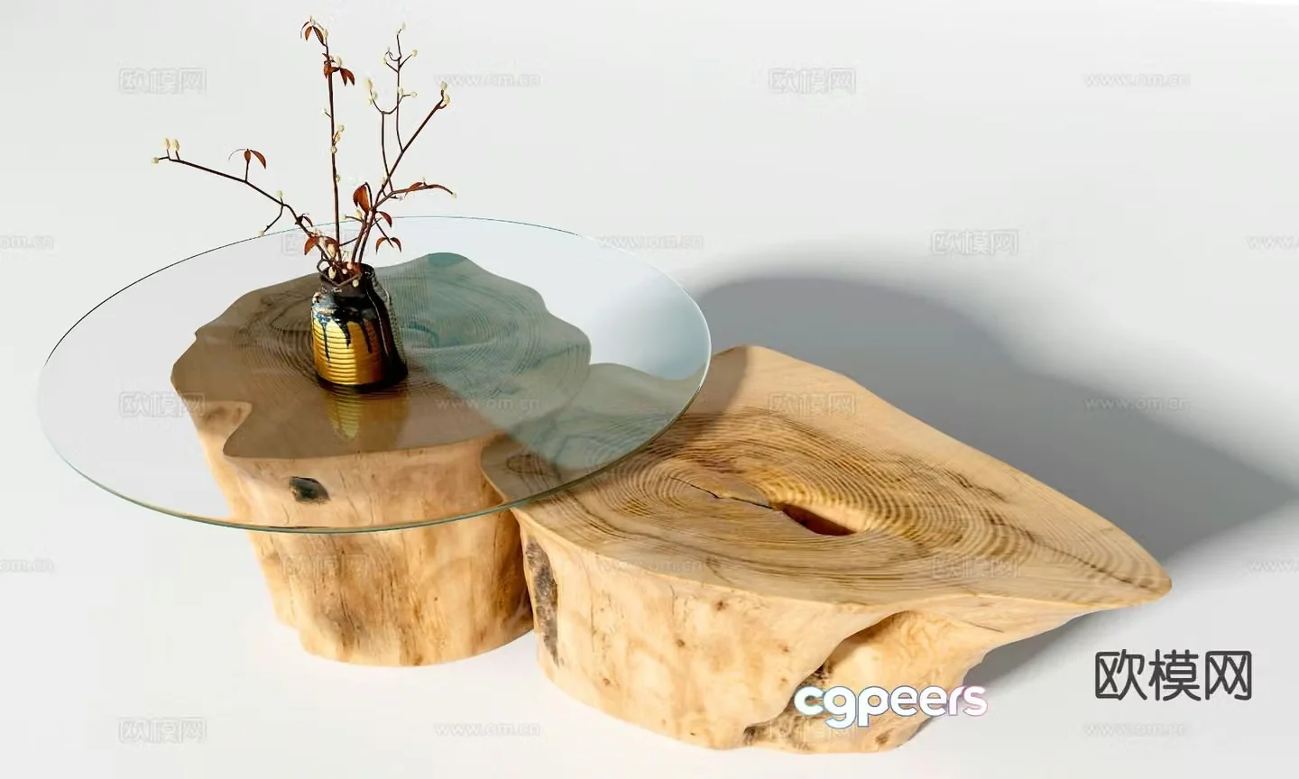 Log style coffee table 3D model