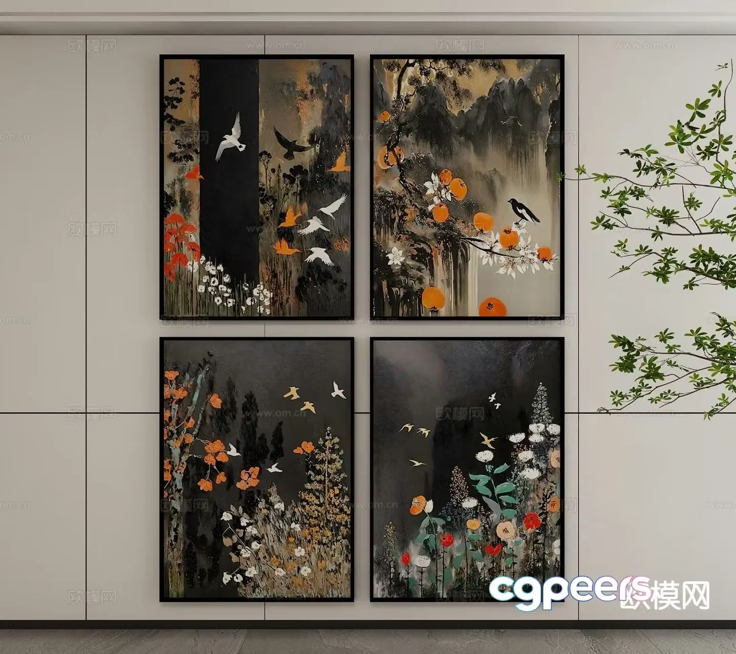New Chinese style ink painting art painting decorative painting 3d model