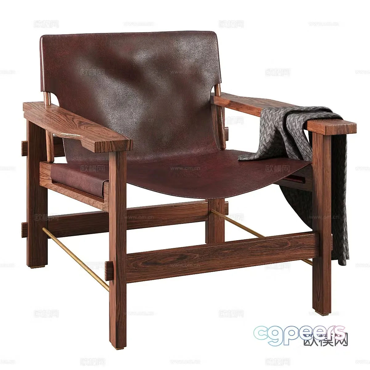 Modern Italian Lemieux et Cie Archie leather chair 3d model