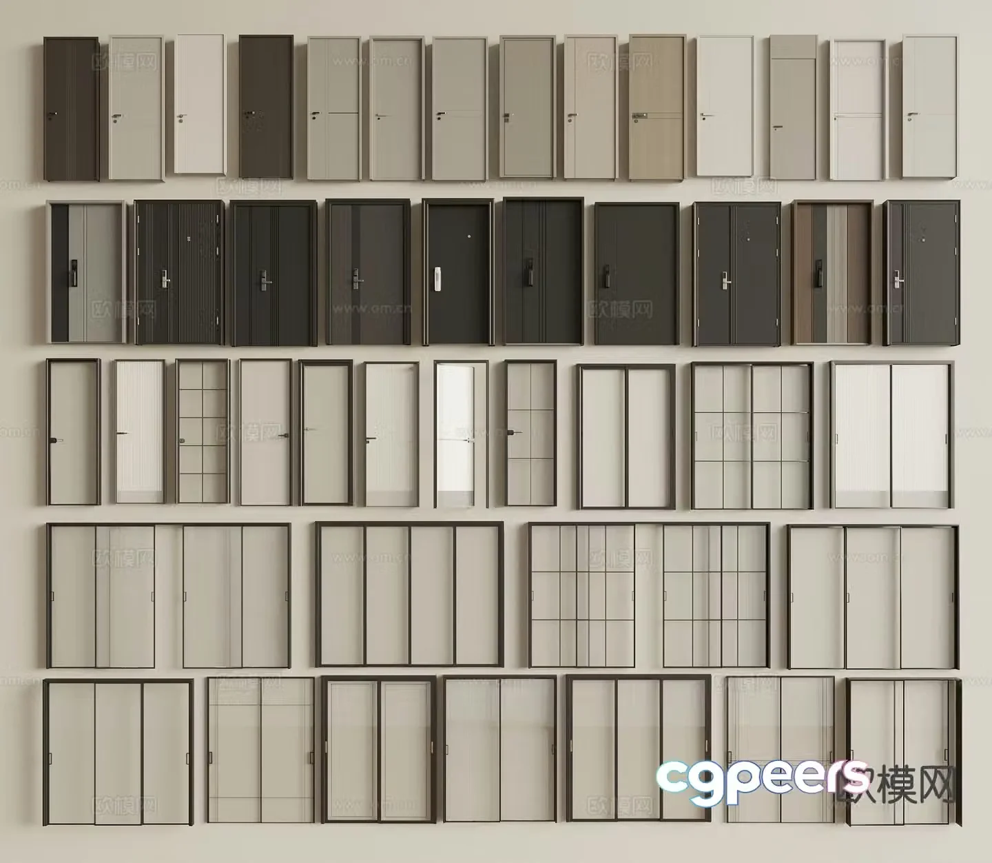 modern door sliding door entry door 3d model