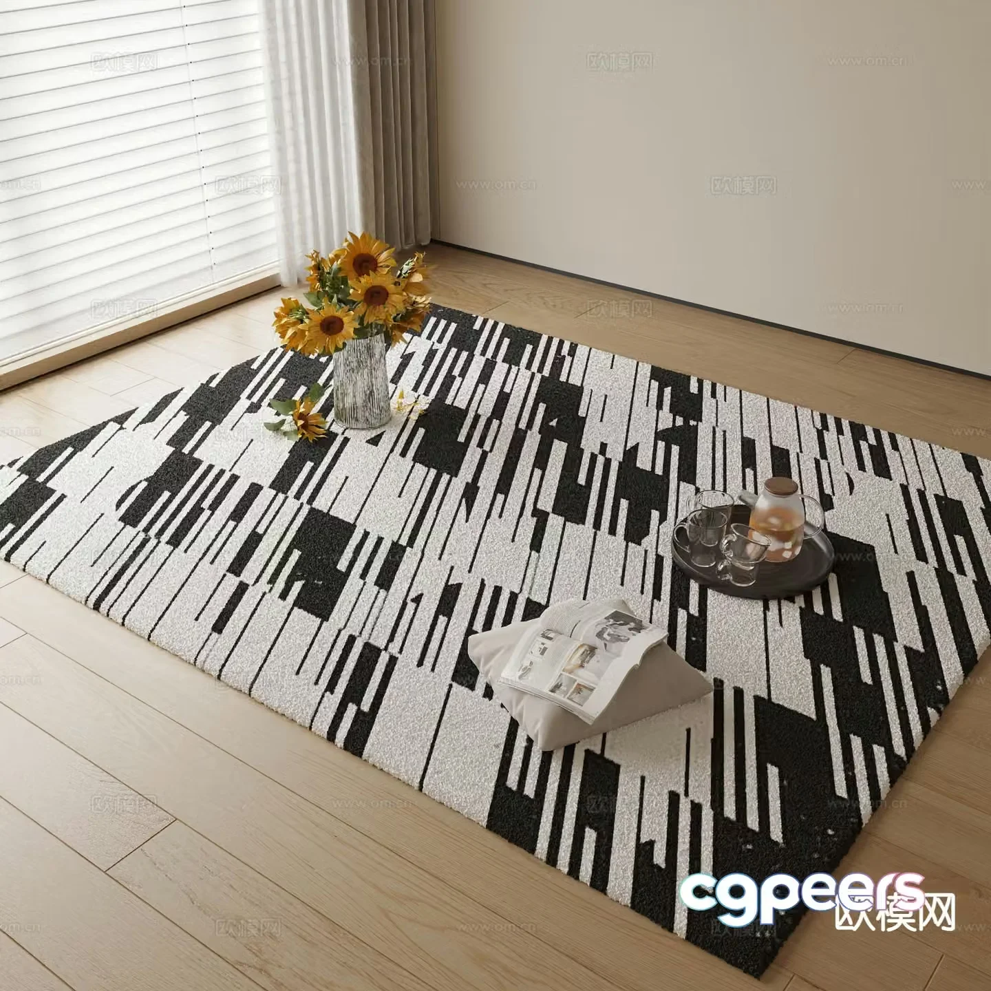 Decorative carpet square carpet 3d model