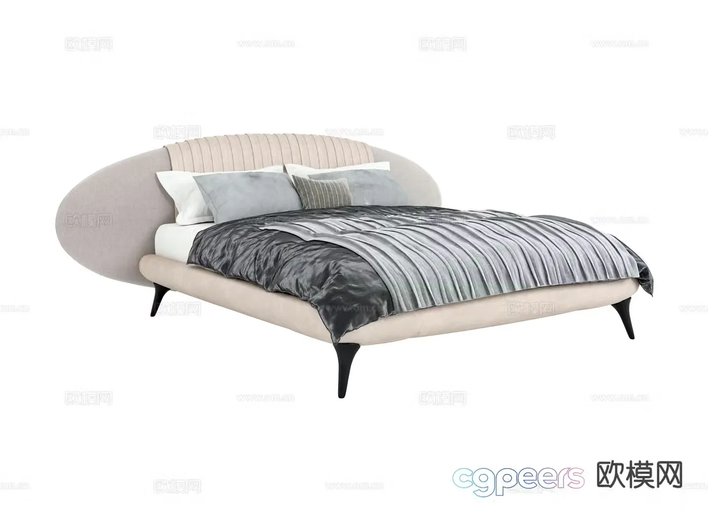 visionnaire-light luxury double bed 3d model