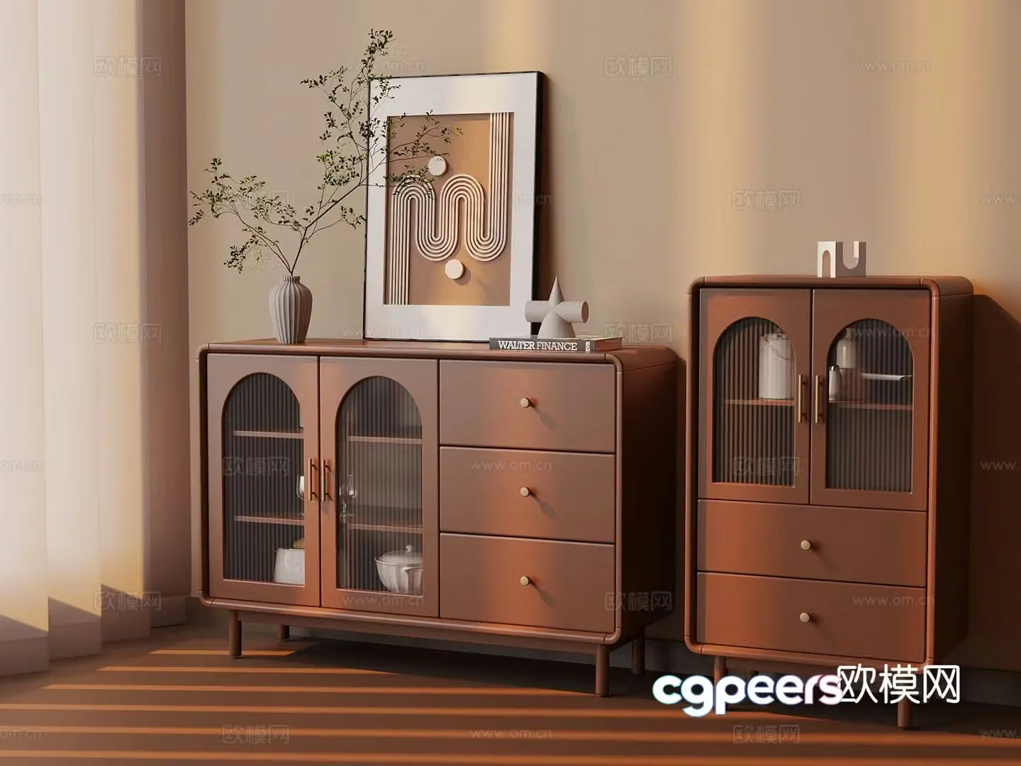 Modern sideboard decorative ornaments 3D model