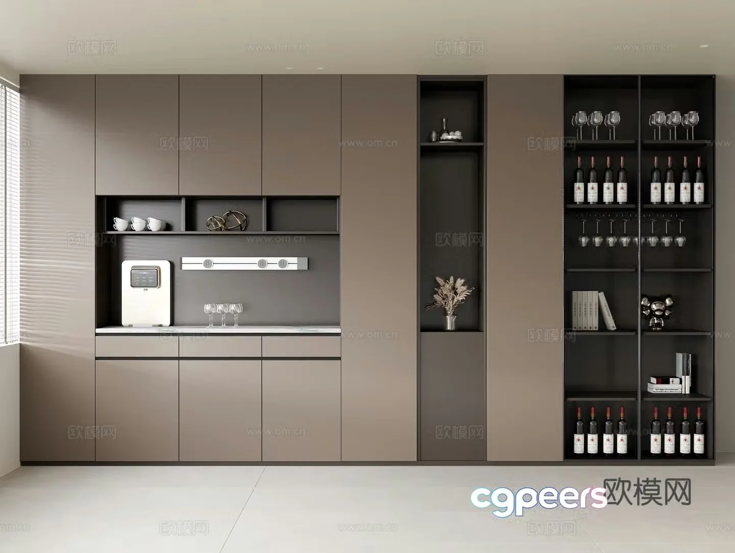 Modern sideboard glass door wine cabinet decoration cabinet direct drinker wine bottle wine glass jewelry ornament ornament 3D model