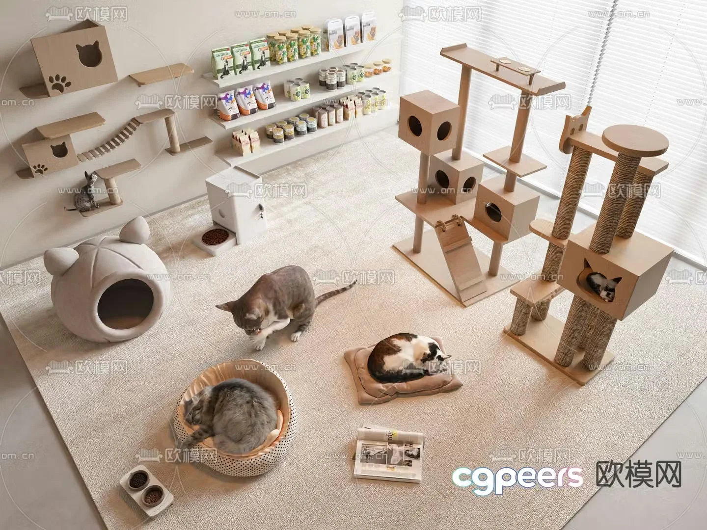 Pet supplies cat crawler cat nest cat food 3d model