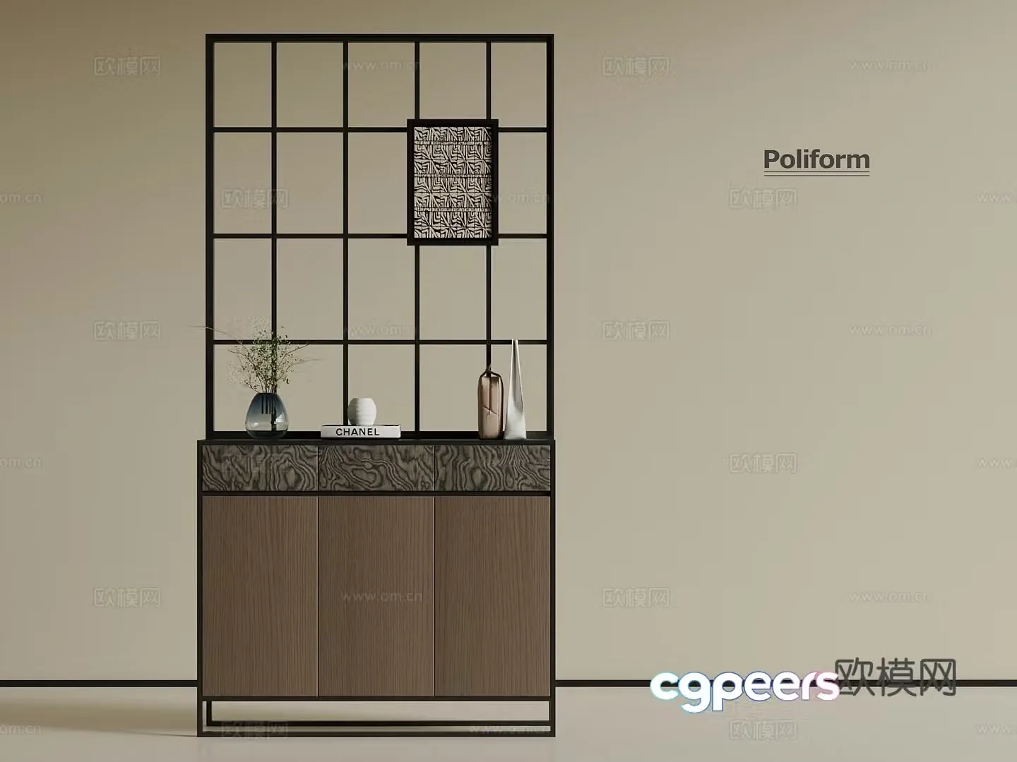 Modern partition shoe cabinet 3d model