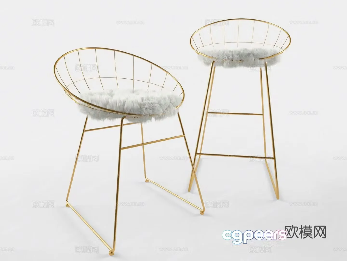 Nordic bar stool bar stool metal chair 3d model