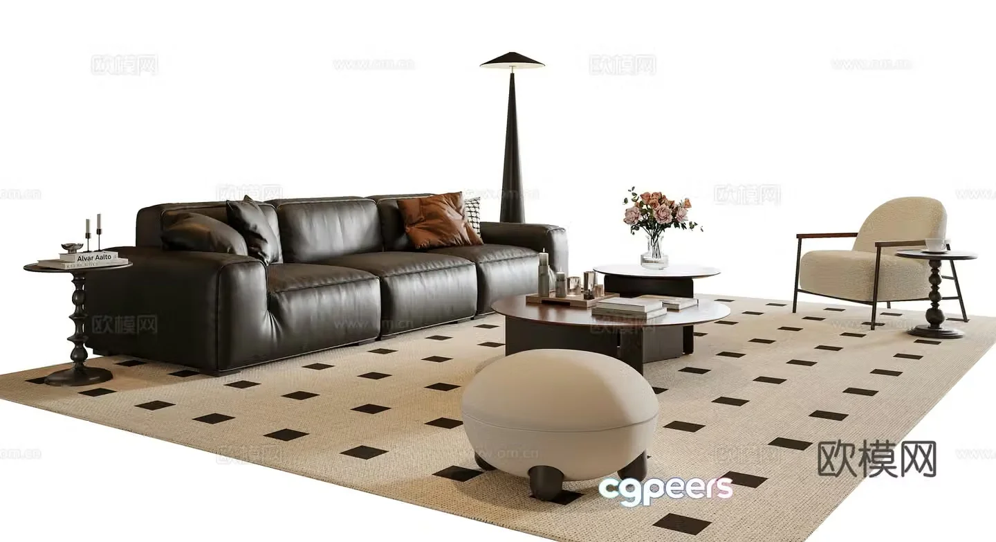 Medieval style sofa coffee table modular sofa 3d model