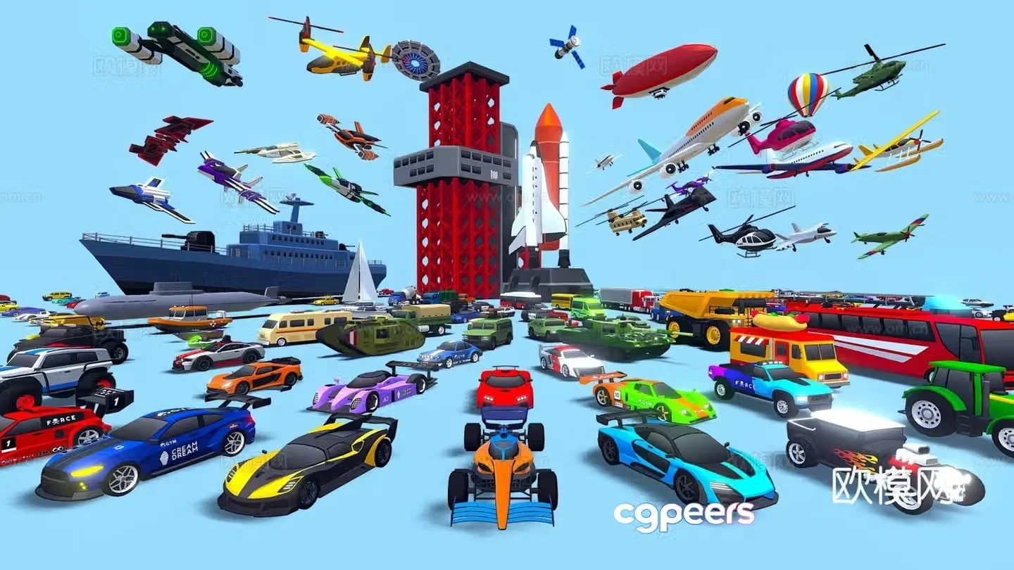 city â€‹â€‹vehicle toy car airplane 3d model
