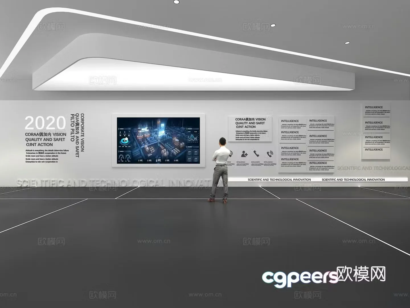 Cultural wall Corporate culture wall Display wall Theme wall Exhibition hall Campus culture Corridor 3D model
