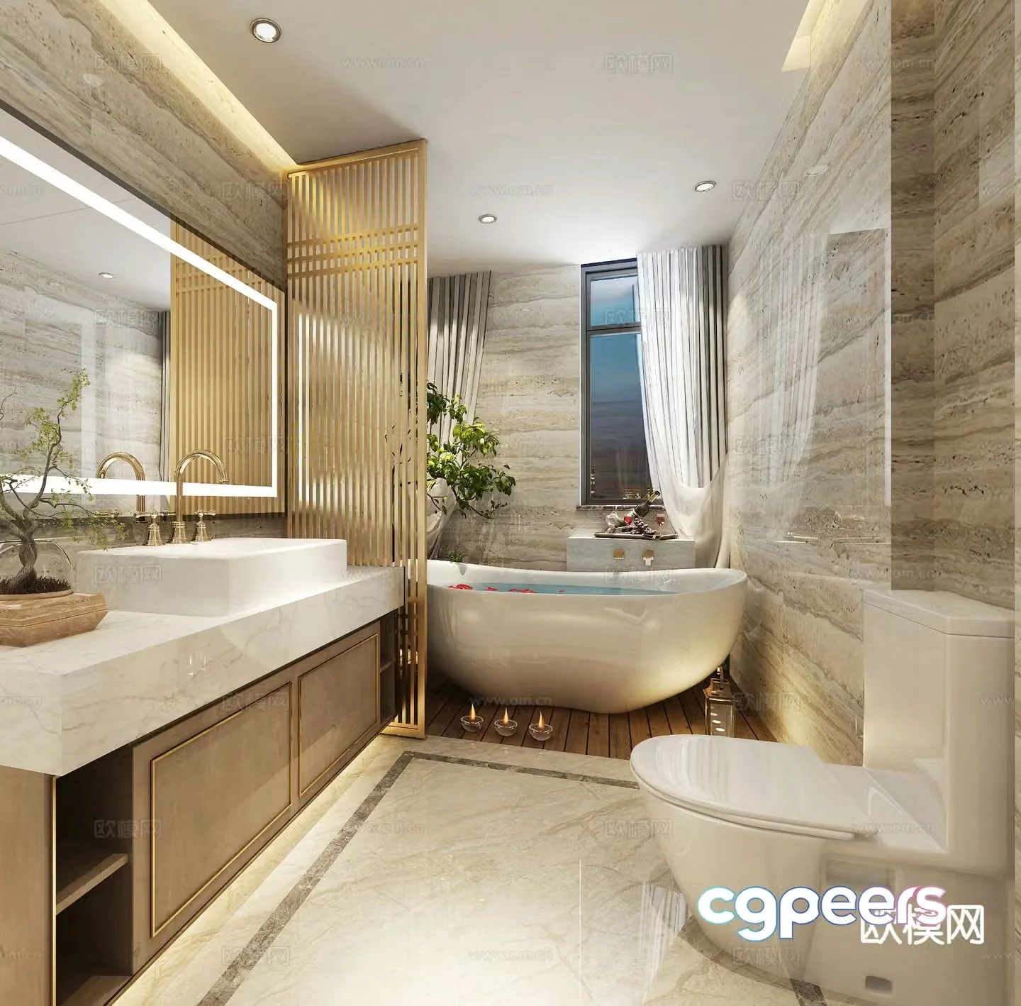 New Chinese style bathroom bathroom 3d model