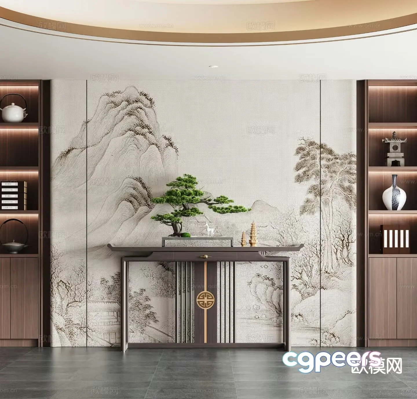 New Chinese style entrance strip 3D model