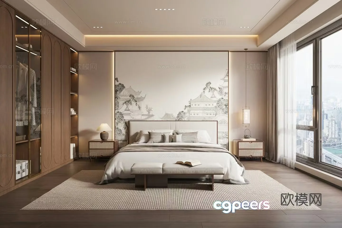 New Chinese bedroom 3D model