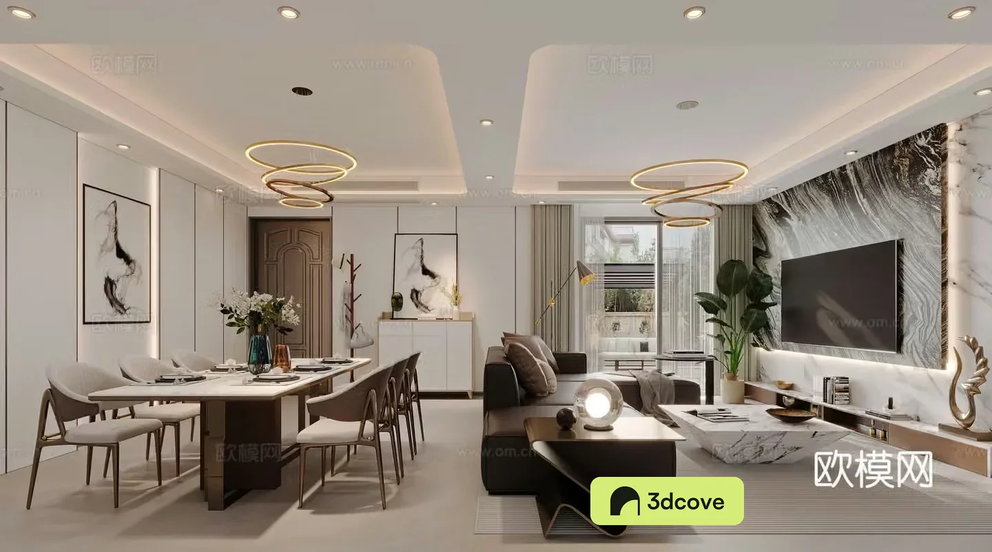 Modern living and dining room