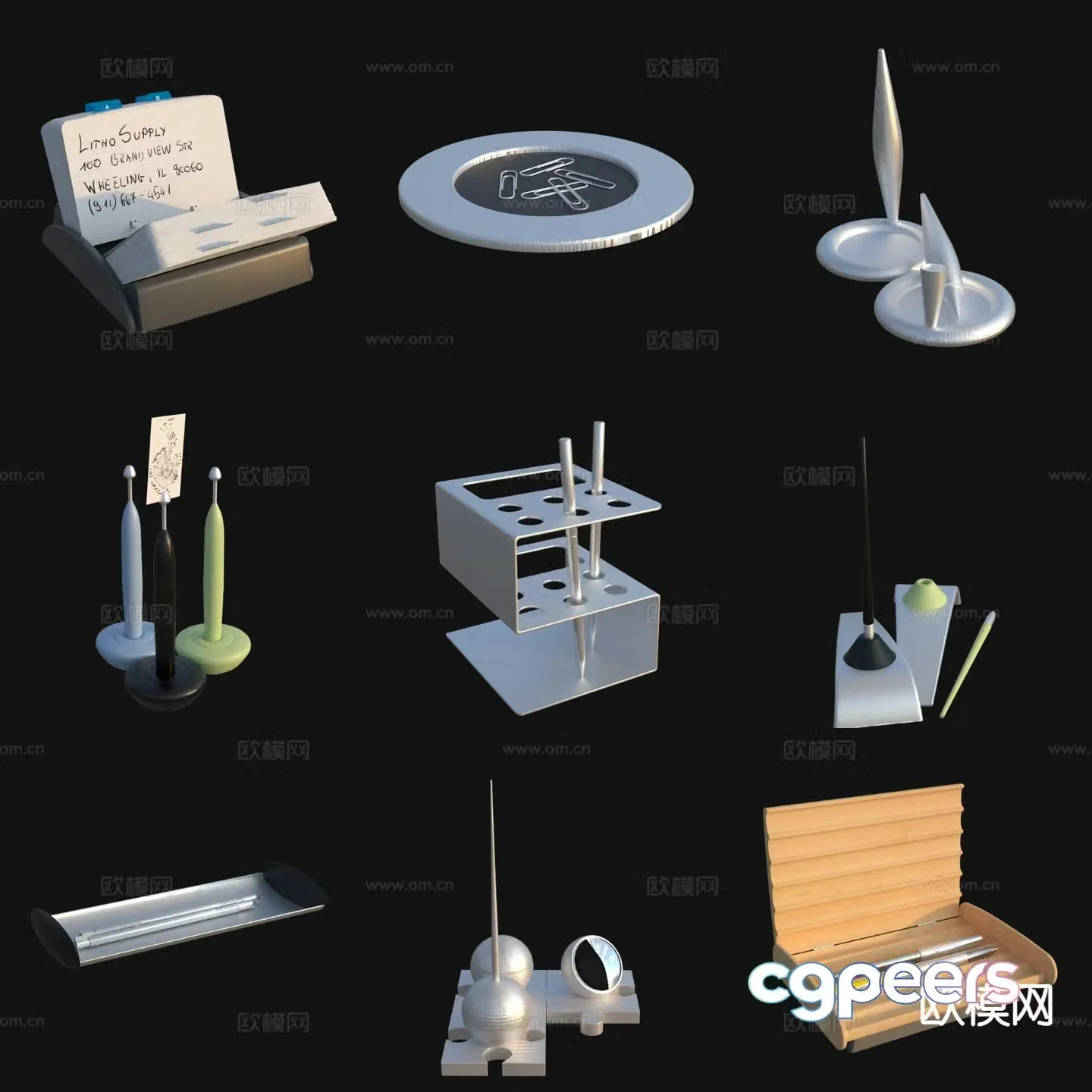 Office Supplies Notes Paper Pen 3d model