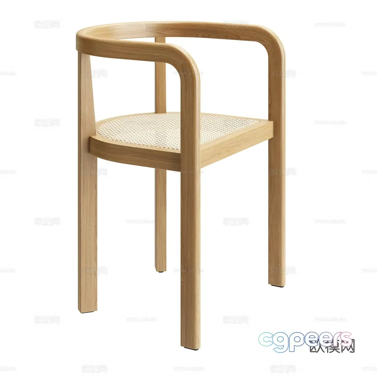 e15 new Chinese style single chair Nordic single chair dining chair wooden chair armchair rattan chair 3d model