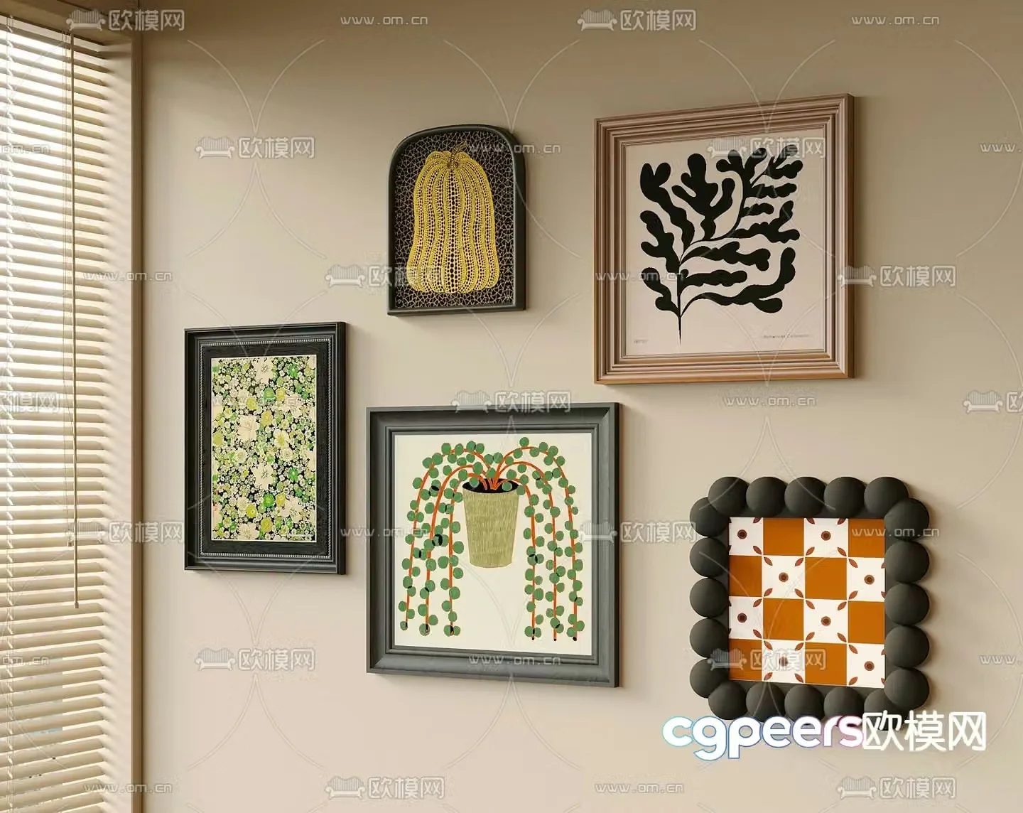Middle-aged decorative paintings hanging paintings 3D model