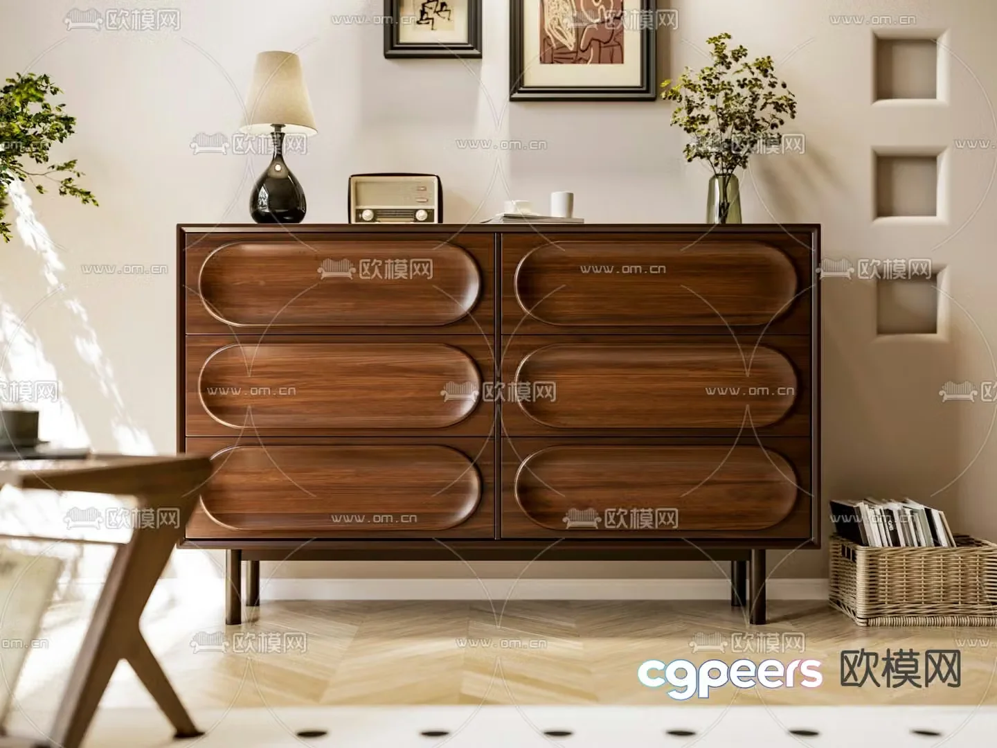 Medieval style chest of drawers 3D model