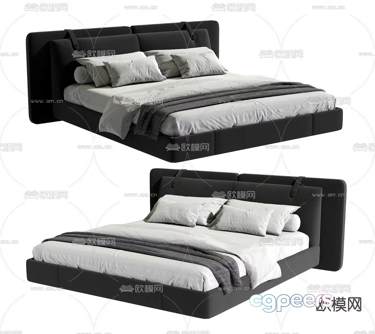 Modern double bed 3d model