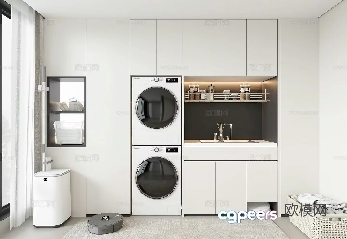 Modern washing machine cabinet 3d model