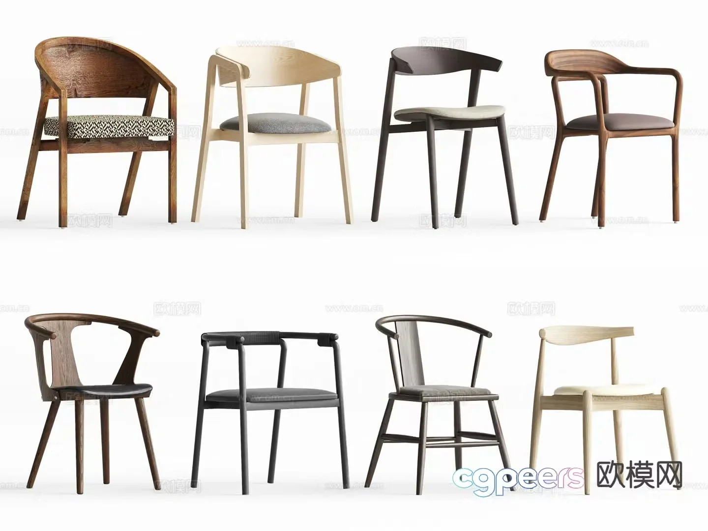 New Chinese dining chair single chair 3d model