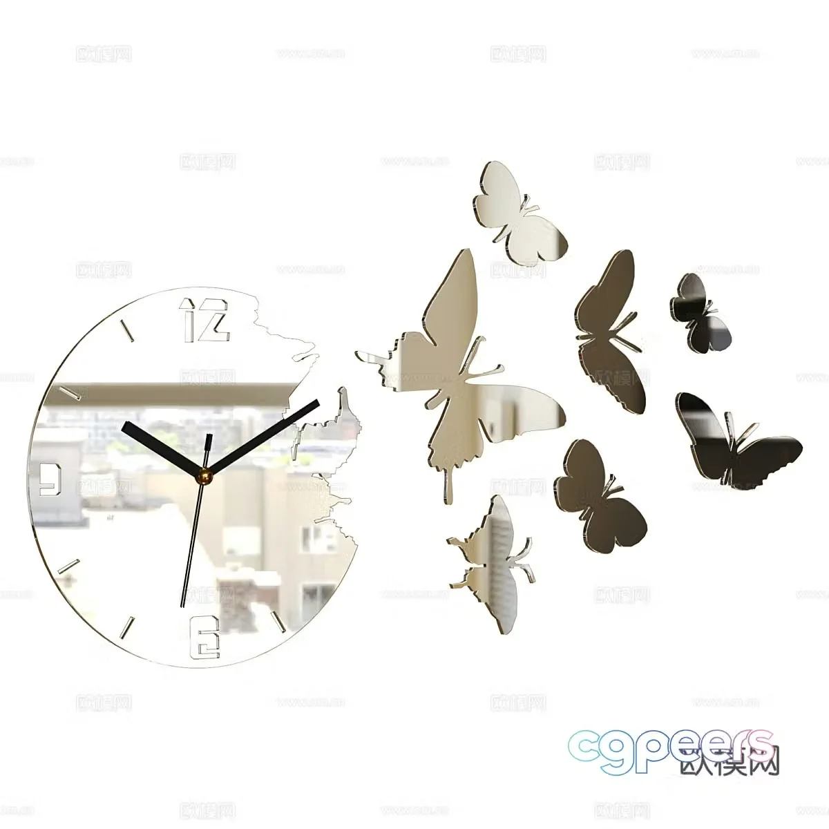 Modern light luxury SRBERNE butterfly clock 3d model