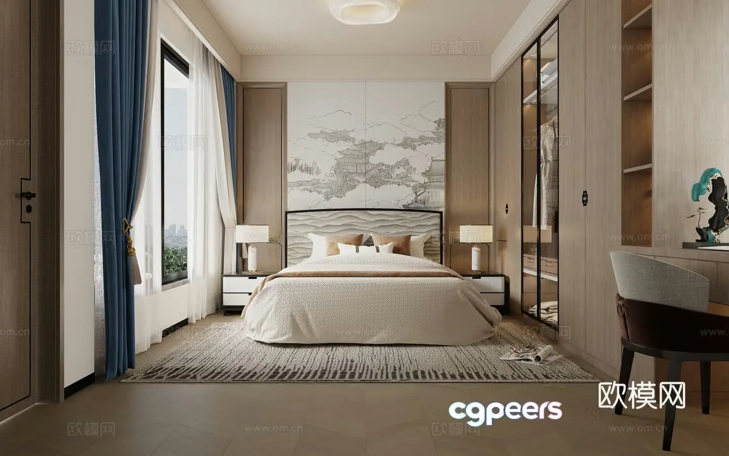 New Chinese bedroom 3D model