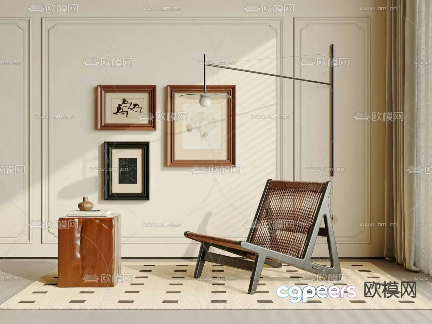 Medieval style chair leisure chair 3d model