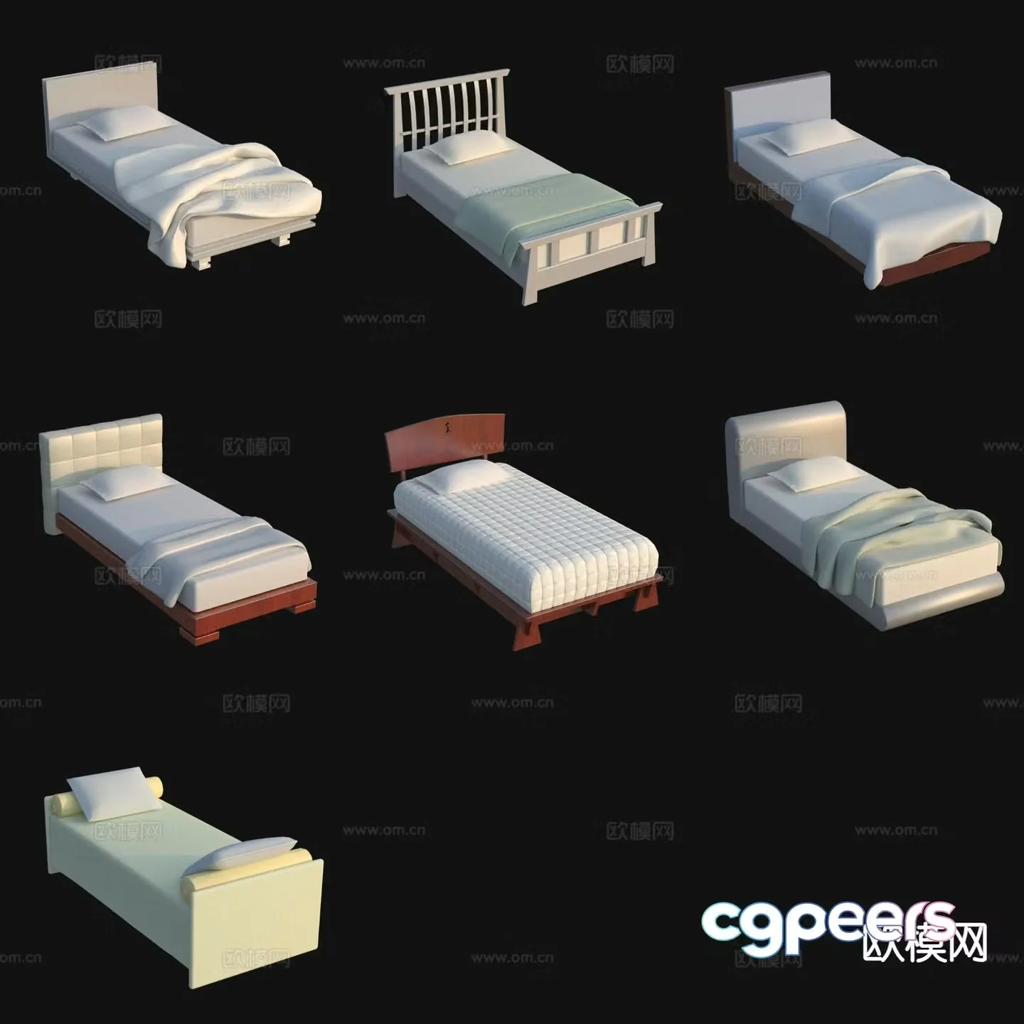 Modern single bed 3d model