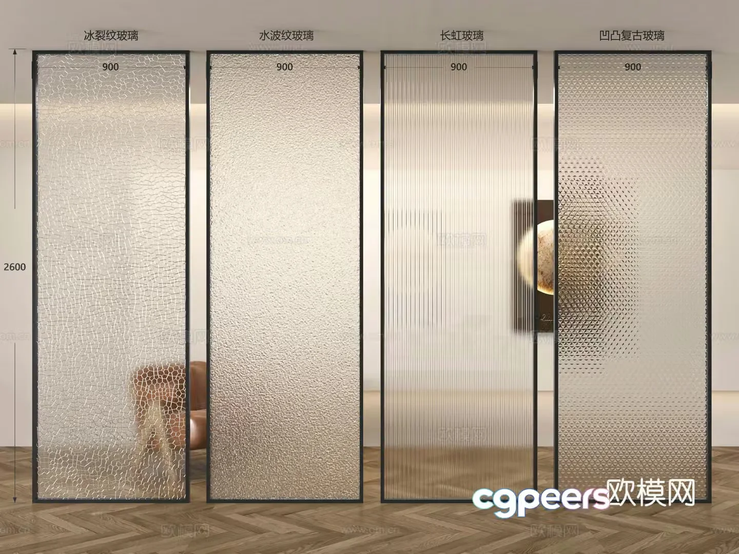 Modern glass partition partition screen entrance door glass wall entrance door partition Changhong glass 3d model