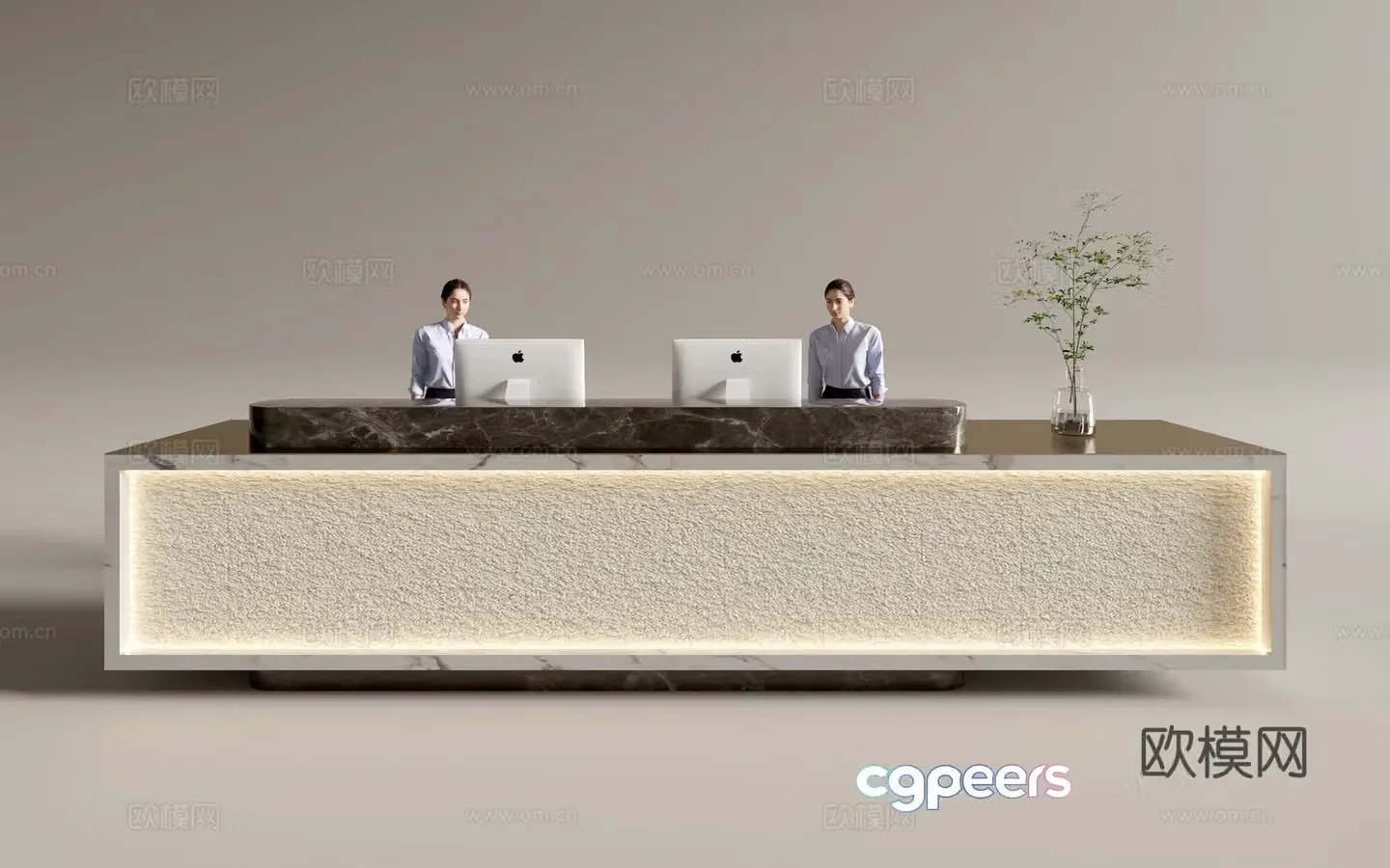 Modern company front desk reception desk service desk 3d model