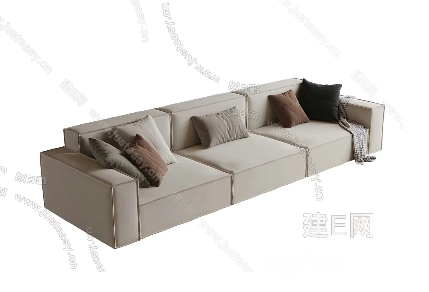 Modern L-Shaped Couch 3D Model – 12426 – VRAY Render