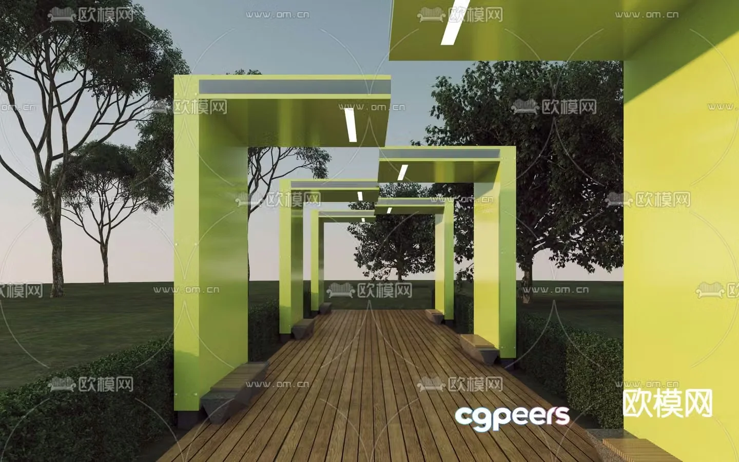 Landscape corridor cool enjoyment leisure pavilion corridor 3D model