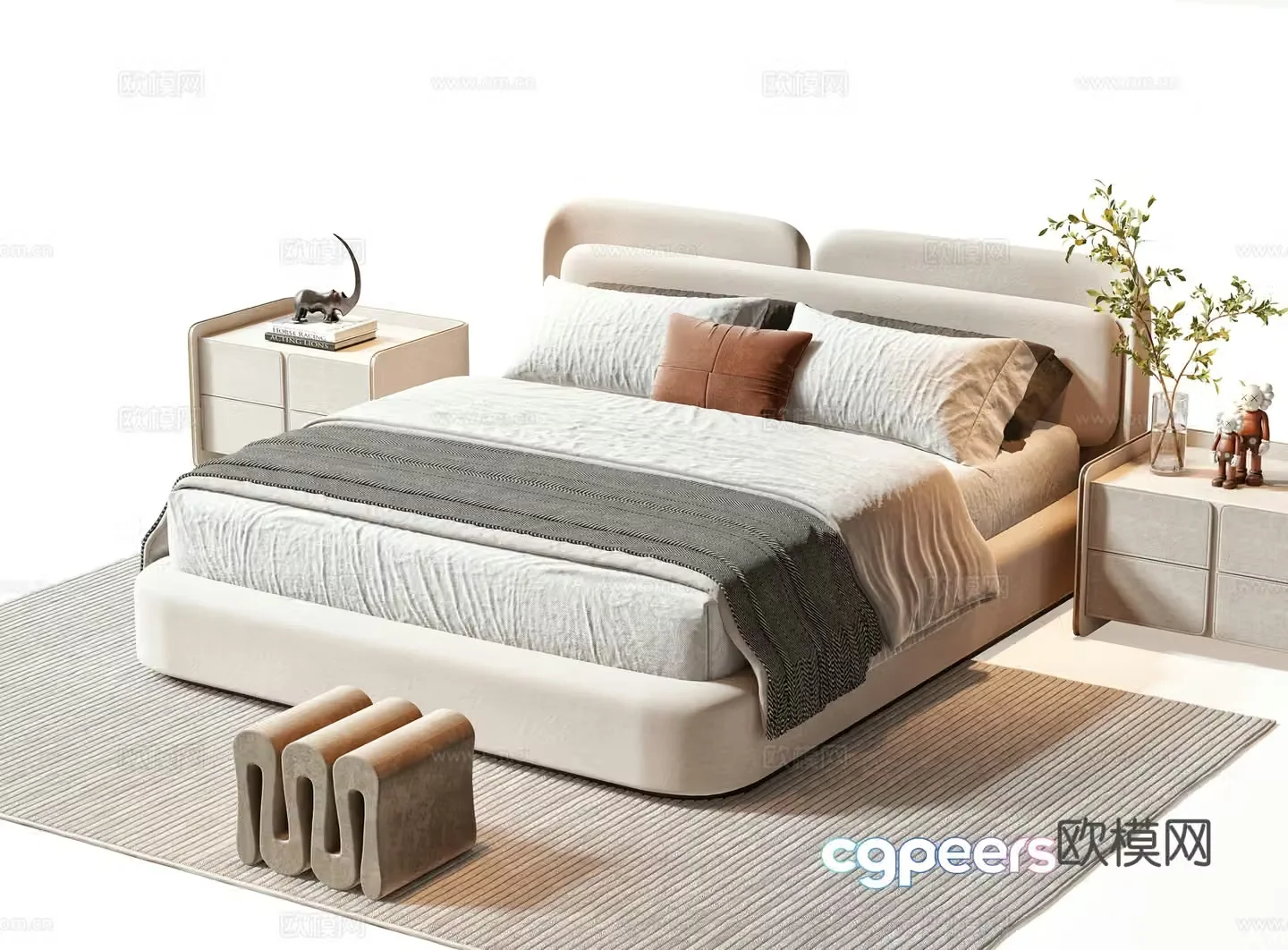 Minotti modern double bed 3d model