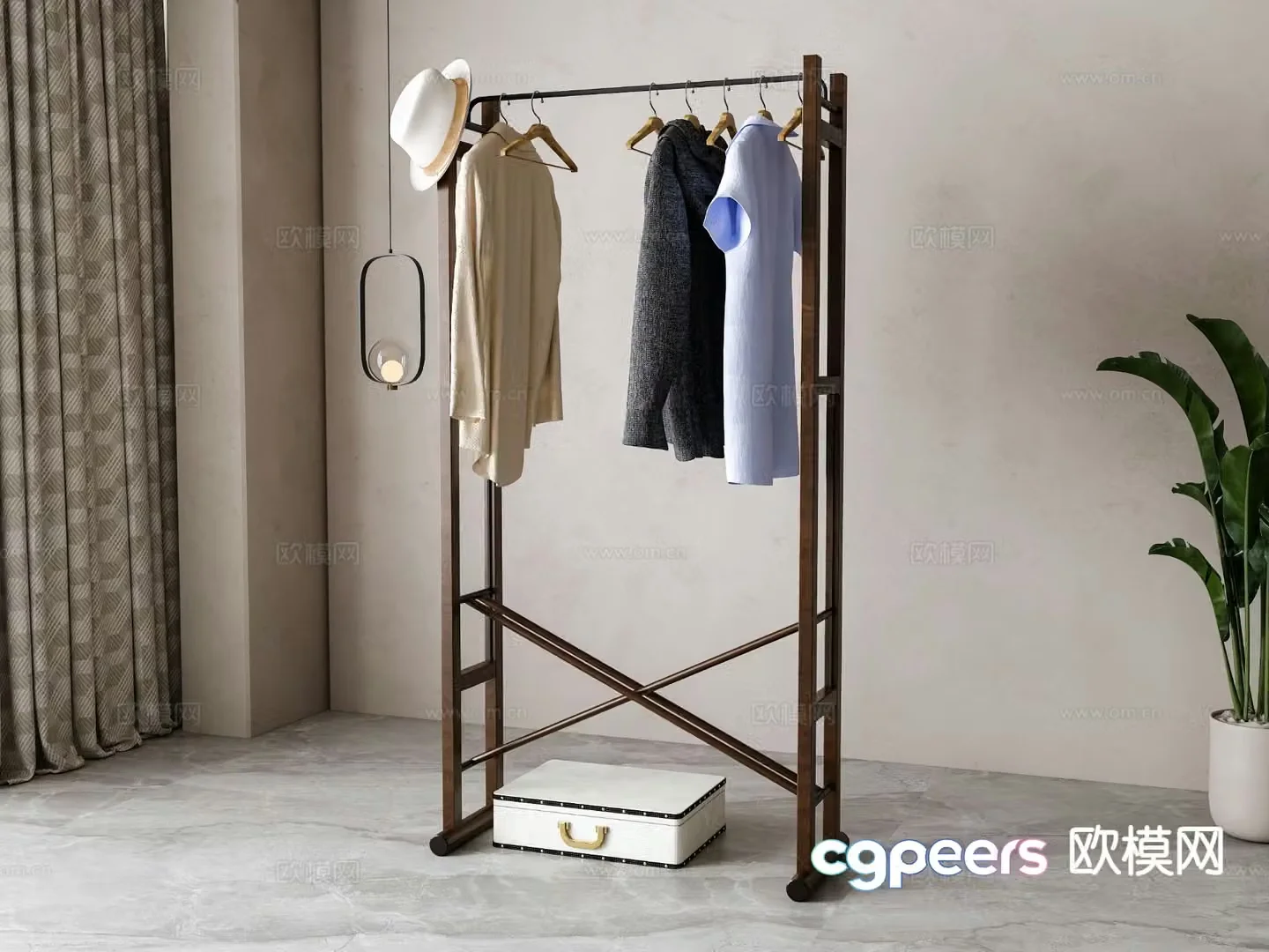 American style clothes hanger 3d model