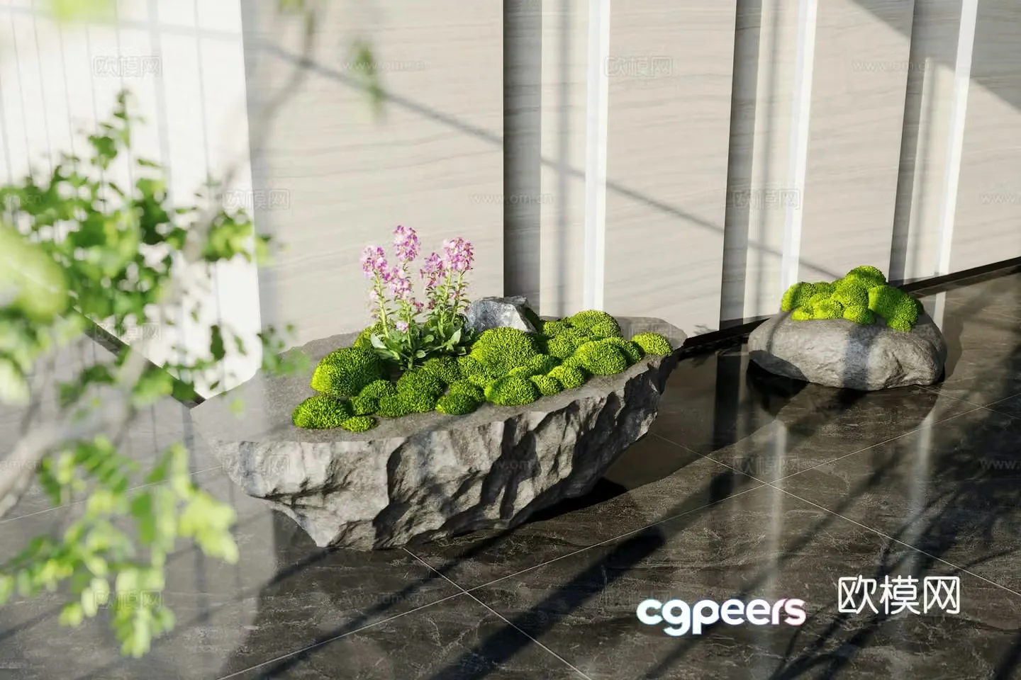 Modern indoor landscape landscaping indoor landscape bryophytes 3d model